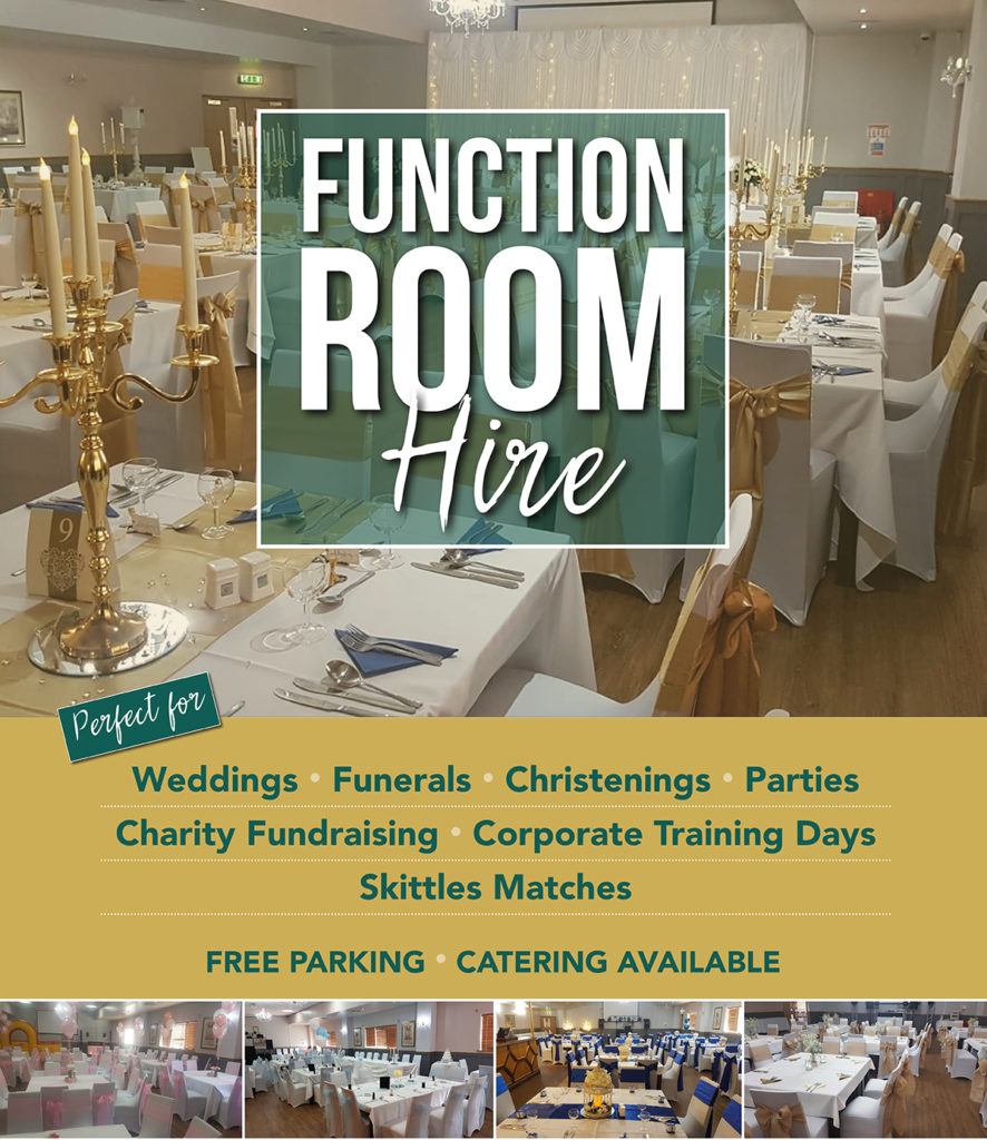 Function Room Hire - for Weddings, Corporate events, funerals, parties, charity fundraising, skittles matches